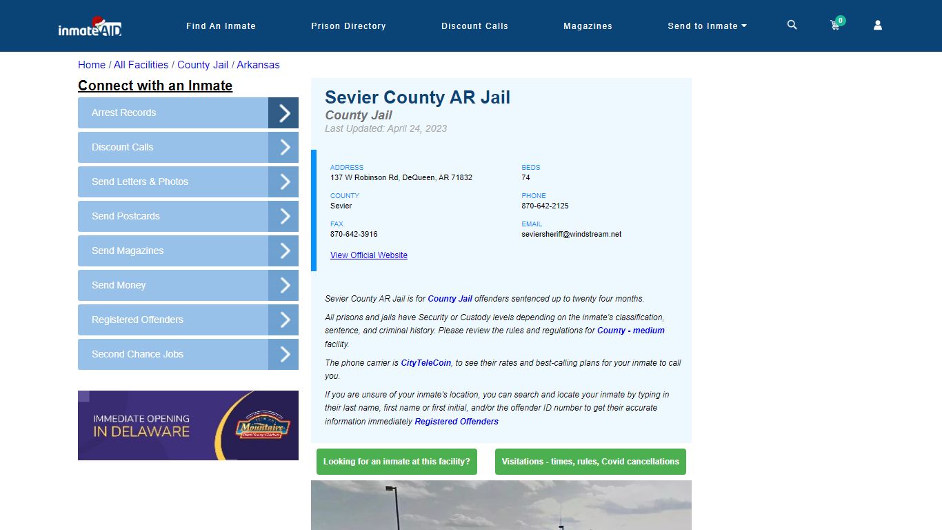 Sevier County AR Jail - Inmate Locator - DeQueen, AR