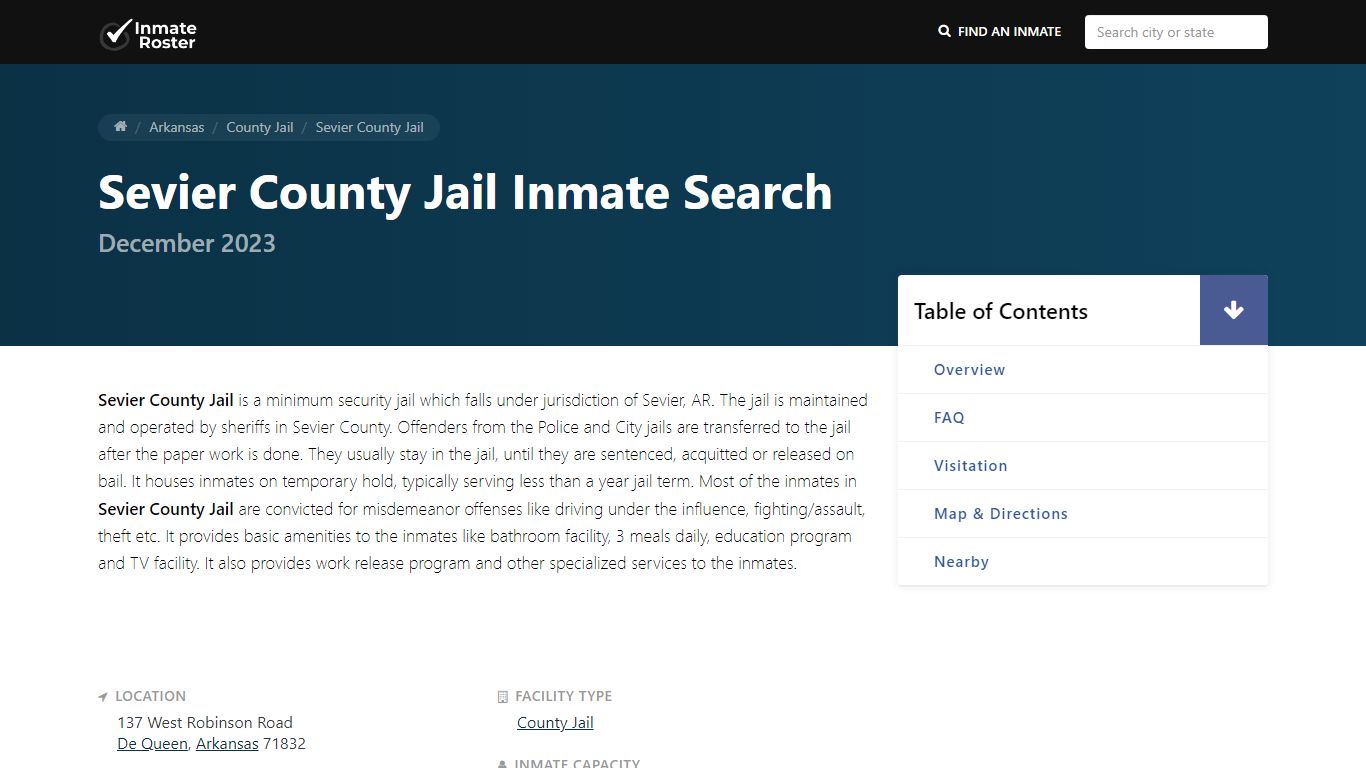 Inmate Search | Sevier County Jail - De Queen, AR - InmateRoster