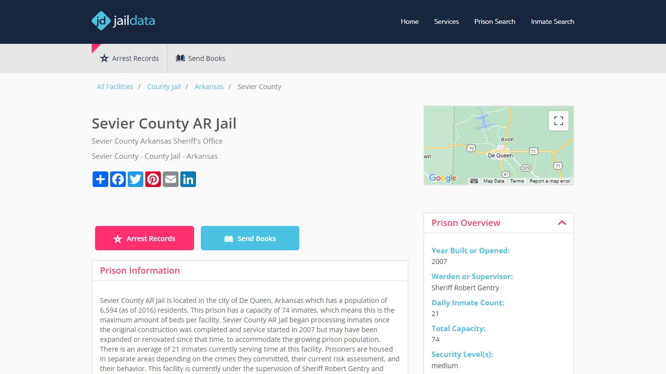 Sevier County AR Jail Inmate Search and Prisoner Info - De Queen, AR